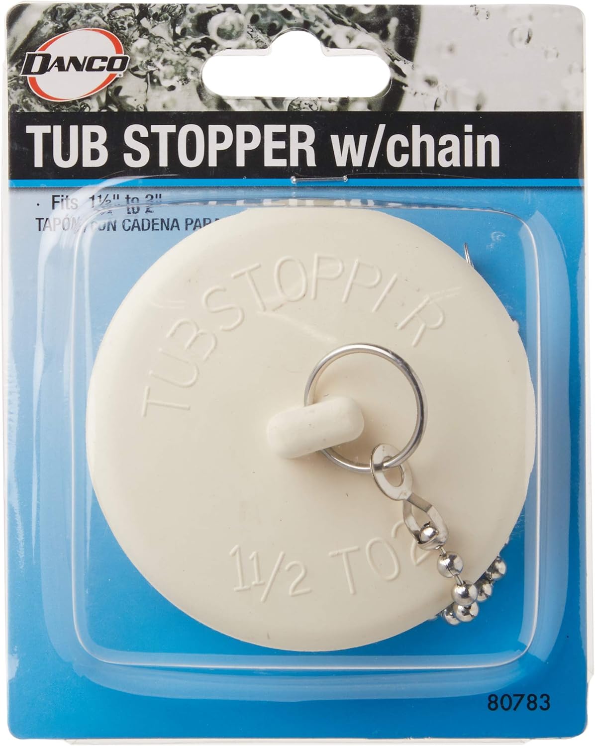 DANCO Rubber Tub Stopper with Chain, White (80783) - Drain Stoppers - 