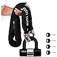 BIGLUFU Motorcycle Chain Lock 100cm/3.3ft Heavy Duty Bike Chain Lock Anti-Theft Durable Cut Proof 14mm Thick Security Bicycle Chain with 4Keys 16mm U Lock for Moped,Scooter,Motorcycles