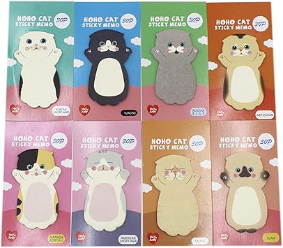 Amazon Com Cute Cartoon Cat Sticky Notes Kitten Self Stick Note Memo Pad Sets For Cat Lovers Kids Pack Of 8 Office Products