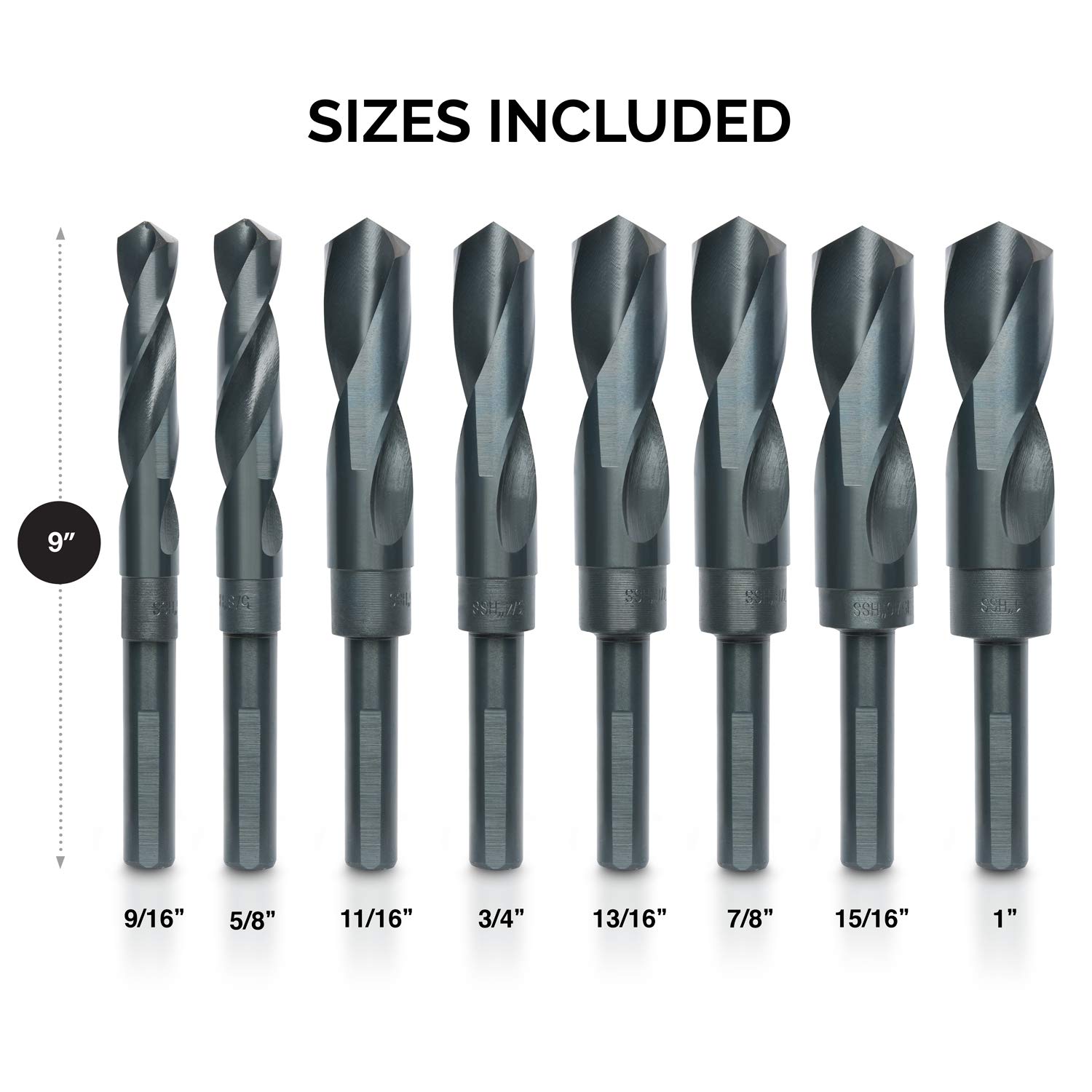 Hiltex 10005 HSS Silver and Deming Industrial Drill Bit Set (8 Pieces