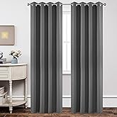 Joydeco Blackout Curtains 95 Inch Length 2 Panels Set, Thermal Insulated Long Curtains& Drapes 2 Burg, Room Darkening Grommet Drapes for Living Room Bedroom Window (W52 x L95 Inch, Light Grey)