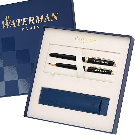 WATERMAN Schreibset HEMISPHERE Essential Schwarz matt G.C. mit persönlicher Laser-Gravur Füllfederhalter und Kugelschreiber i