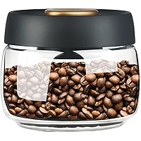 Gutesem Coffee Canister with Vacuum Pump Airtight Glass Storage Container for Coffee and Food BPA Free Jar 13oz Black