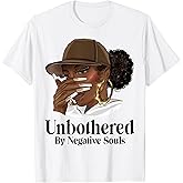 Unbothered African American Afro Queen with Cap Black Woman T-Shirt