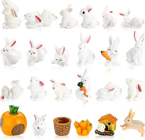 Amazon 24ピース イースター ミニ バニー フィギュア かわいい動物 うさぎ キャラクター カップケーキトッパー ウサギ ミニチュアフィギュア オーナメントコレクション イースターデー クリスマス 誕生日 クラフトデコレーション おもちゃ おもちゃ