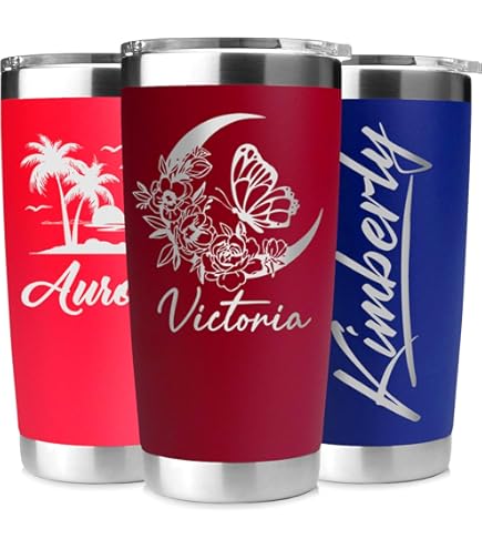 Amazon.com: Personalized Custom Tumblers - Laser Engraved - Insulated Cups  (12oz Coffee Mug, Black) : Home & Kitchen