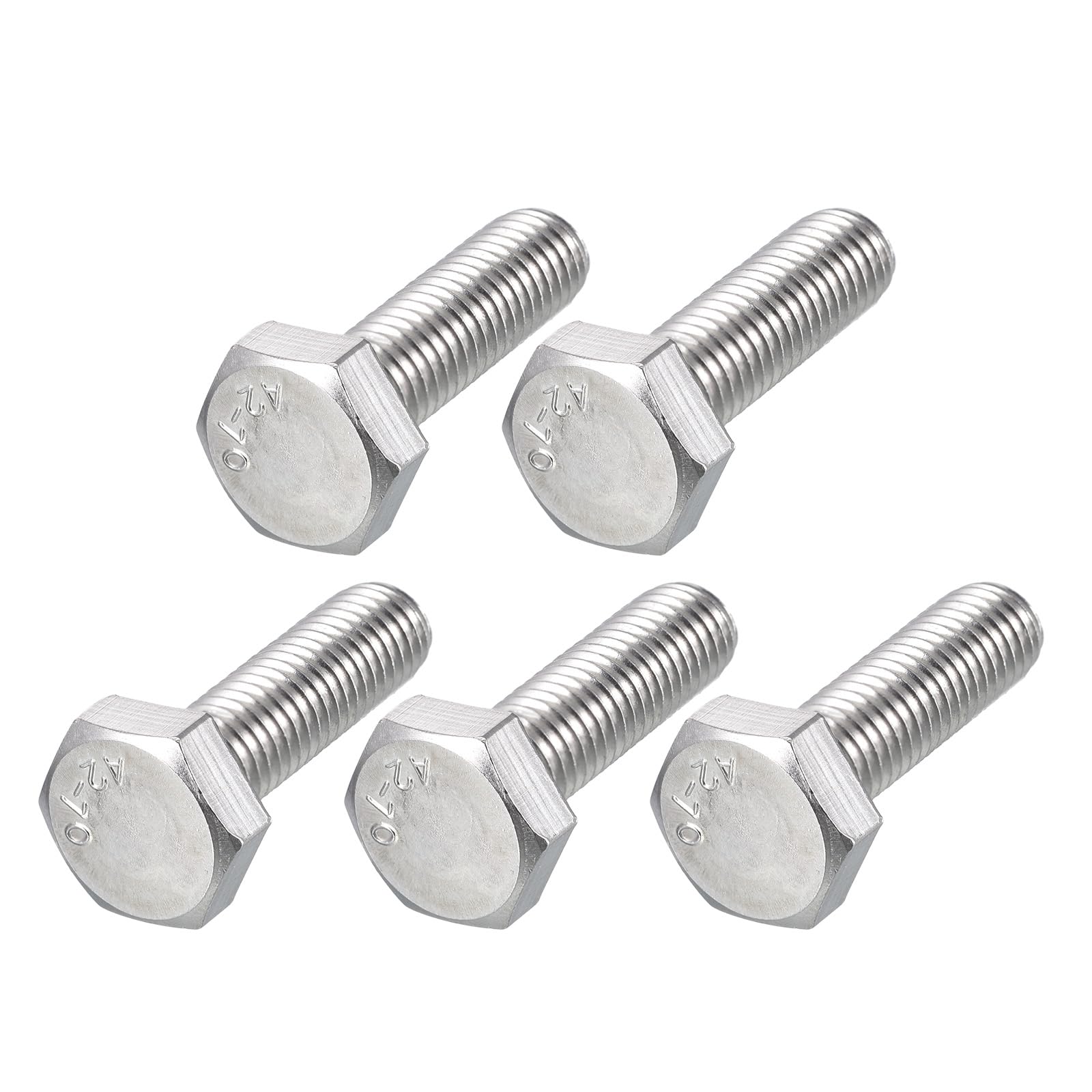 METALLIXITY Hex Bolts (M10-1.5x30mm) 5Pcs, 304 Stainless Steel Coarse Fully Threaded Hex Head Screw Bolt Machine Screws - for Furniture Repair, Silver