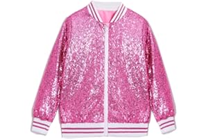 CHENBAO Girls Sequin Jackets Kids Boys Bomber Jacket Zip Up Coat Sparkle Outwear Birthday Clothes