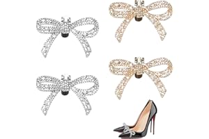FASBET 4pcs Bow Shoe Clips Crystal RhineStone Bow Shoe Clips Women Heel Clips Shoe Charms Bow Clips for Shoes Party Bow Accessories Women