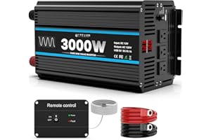 OLTEANP 3000W Power Inverter Pure Sine Wave Inverter 12V DC to 110V AC Car Inverter with USB Ports,3 AC Outlets, LCD Display, Remote Controller for Car, Truck, Home, Vehicles, Boat, Power Outage