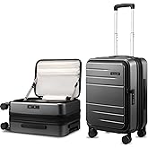 Carry On Luggage Top Opening, FLT Expandable Polycarbonate Hard Shell Suitcase with Wheels (FX-Lite, Charcoal Metallic, 20 Inch, 36L-41L)