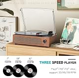 Trynnay Vinyl Record Player with 2 Built-in Speakers Bluetooth 3-Speed Tangerine view 3