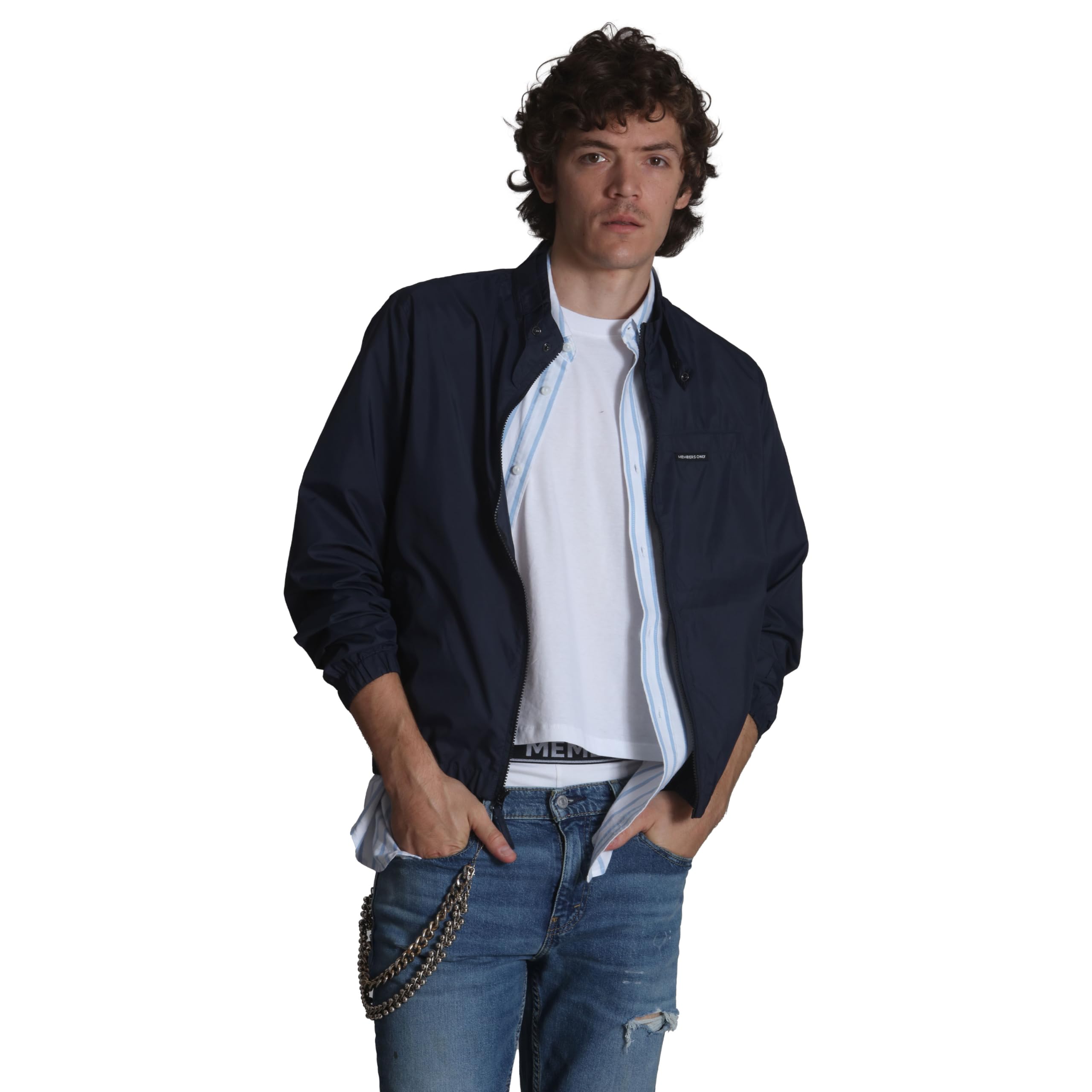 Photo 1 of Members Only Men’s Windbreaker Packable Jacket, Waterproof Rain Jacket Men Lightweight for Golf Cycling Running Fishing Hiking Gear - Navy 3X-Large