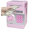 HUSAN Piggy Banks Money Banks for Kids, Electronic Password Code Money Banks ATM Banks Box Coin Bank for Children Boys and Girls (Light Pink)