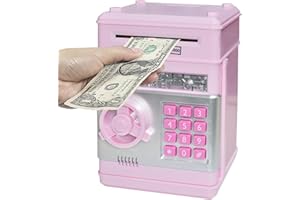 HUSAN Piggy Banks Money Banks for Kids, Electronic Password Code Money Banks ATM Banks Box Coin Bank for Children Boys and Girls (Light Pink)