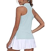 MoFiz Women's Golf Shirts Sleeveless Tennis Tank Tops Racerback Polo V Neck Collared Quick Dry Athletic Tanks