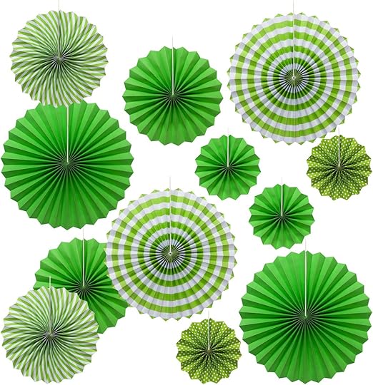 Amazon Com Onupgo Green Paper Fan Decorations Set 12pcs Hanging
