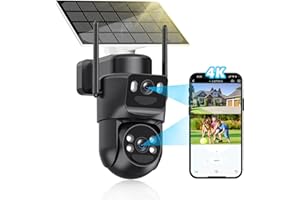 4K Solar Security Cameras Wireless Outdoor, 360° PTZ 5GHz/2.4GHz WiFi Camera Surveillance Exterieur for Home with Dual Lens, 
