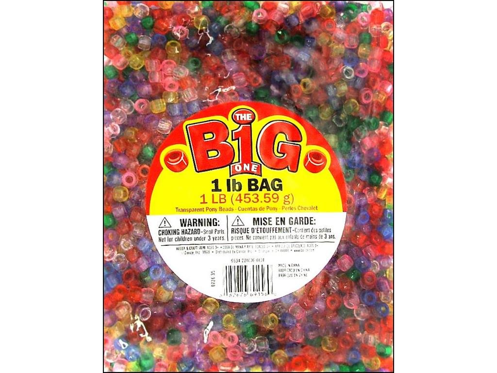 Darice Pony Bead 9mm Transparent Multi 1lb