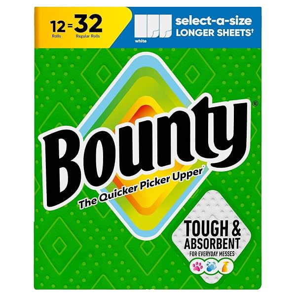 BOUNTY SELECT-A-SIZE 2-PLY PAPER TOWELS, 12 ROLLS, 110 SHEETS/ROLL
