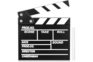 GREAT&LUCKY Movie Film Clapboard Hollywood Wooden-Clapper Board Directors Photography Studio Video TV Clapper Board with Erasable Pen Movie Theater Props Decor，Black Clap Board 7.8 X 7.5 inches