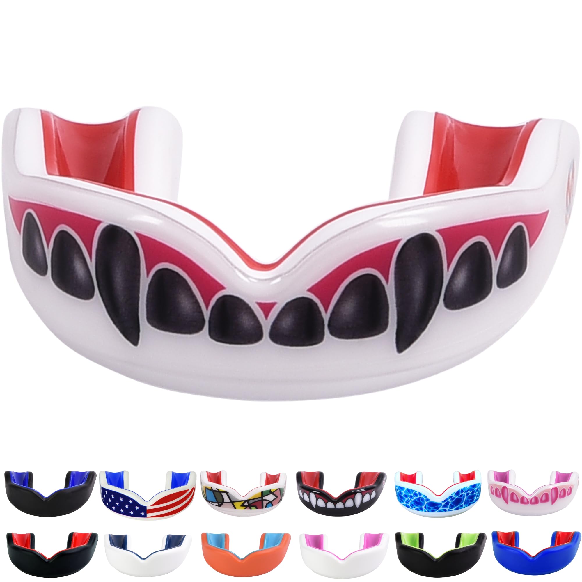 Oral Mart White/Red Youth Black Vampire Fangs Mouth Guard for Kids