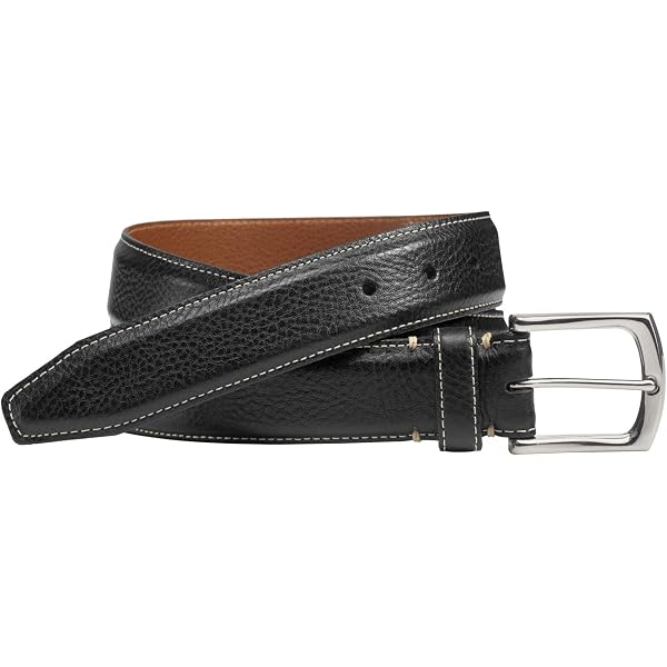Johnston & Murphy Men's Basic Leather Belt - 40 Inch, Black, Genuine Leather With Stitched Edge - View #2