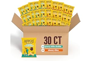 Hippeas Chickpea Puffs, Variety Pack: Vegan White Cheddar, Nacho Vibes, 0.8 Ounce (Pack of 30), 3g Protein, 2g Fiber, Vegan, Gluten-Free, Crunchy, Plant Protein Snacks