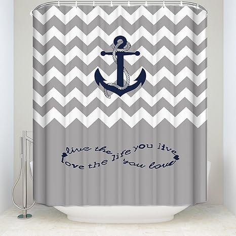 Amazon Com Crystal Emotion Infinity Live The Life You Love Love The Life You Live Gray And White Chevron Zig Zag Waterproof Bathroom Fabric Shower Curtain Bath Curtain 54x78inch Small Stall Size Home