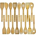 DEAYOU 16 PCS Bamboo Wood Spoons Set, Cooking Utensils for Cookware, Wok, Everyday Use, Mothers Day Gifts, Housewarming Gifts