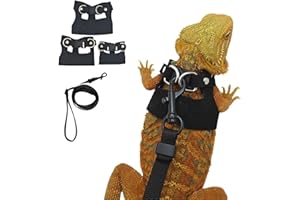 3 Pack Bearded Dragon Harness and Leash Set - Adjustable Soft Leather Lizard Harness Leash Small Animal Traction Rope Trainin