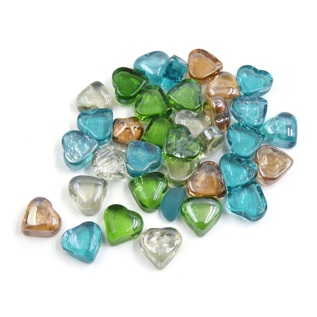 sourcingmap® 500g Multicolor Glass Heart Shaped Fish Tank Aquarium Decor Pebble Bead Stones
