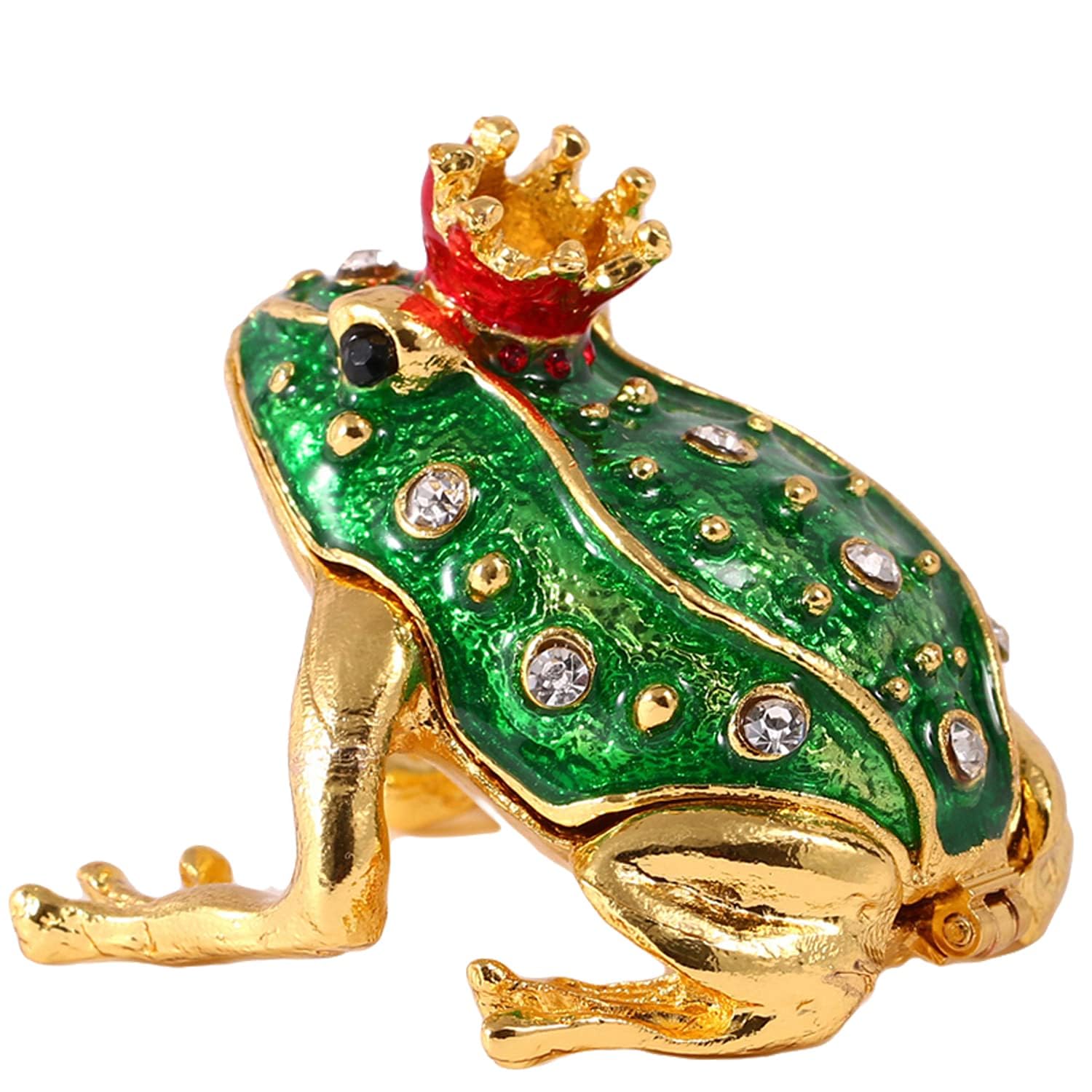 H&D HYALINE & DORA Mini Frog Prince Hinged Jewelry Box,Metal Die Cast Animal Figurines Trinket Box Ring Holder