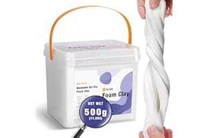SELEAD Foam Clay White 500g - Moldable Air Dry Ultra-Light Modeling Clays for Adult Cosplay, Sculpting, Arts & Crafts - with 80g Colored Clay