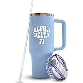 Sorority Shop Alpha Delta Pi 40oz Tumbler with Handle - Best Friend Tumblers for Women - Cute Sorority Engraved Tumbler - Insulated Tumblers to Keep Your Drinks Cold or Hot for Hours