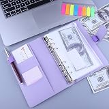 HAUTOCO PU Leather A6 Budget Binder Cover 6 Ring Notebook Purple view 6