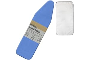 Invwanhing Ironing Board Cover and Pad, 15 x 54 Inch Standard Size, Extra Thick Padding, Silicone Coated Surface, Scorch and 