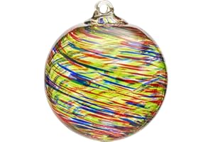 LaElvish Garden 4”Christmas Balls, Gazing Balls Hanging Witch Balls, Hand-Blown Glass Ball Christmas Ornament for Window Outdoor Home Decor, Christmas Tree Decoration, Gifts for Women (Muticolored