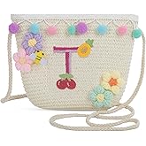 Letter Small Woven Straw Summer Beach Tote Bag for Women 2025,Woven Straw Beach Purse Shoulder Crossbody Bag for Women 2025