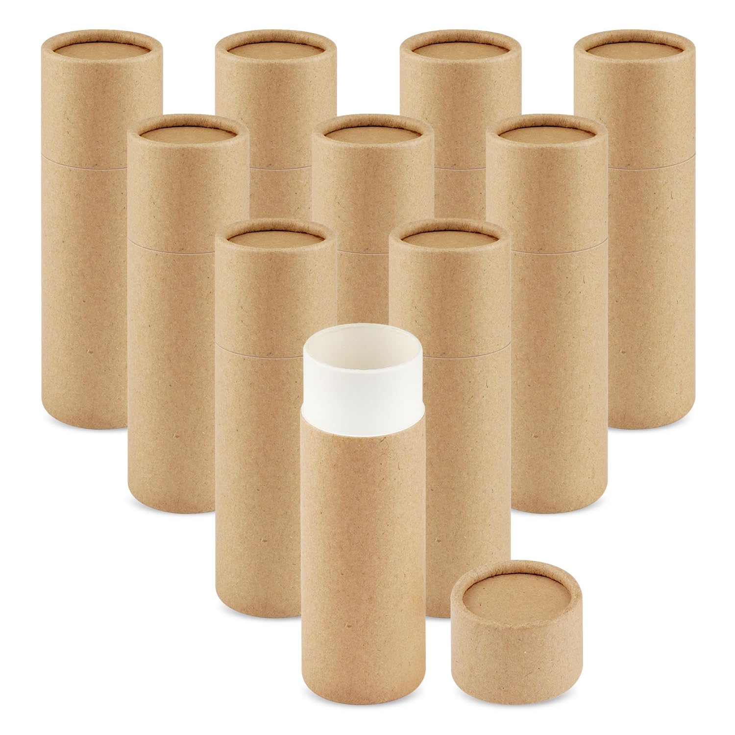 Photo 1 of 10 Pcs 25g/0.8oz Large Size Paperboard Lip Balm Tubes Krafts Paper Lipstick Tube Round Cardboard Empty Lip Gloss Container Holder Tubes for DIY Deodorant Salve Cosmetic Lotion Solid Perfume - Brown