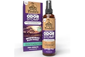Uncle Todd's Odor Stomp Shoe Deodorizer - Proven & Powerful Enzyme Shoe Spray for Odor Elimination in All Footwear (Midnight Rain)