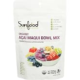 Sunfood Superfoods Organic Acai Maqui Bowl Mix - Dried Acai Berry Powder for Smoothie Bowls &amp; Drinks, Fruit Source of Antioxidants, Gluten Free, USDA Organic, Non GMO - 6 oz Bag