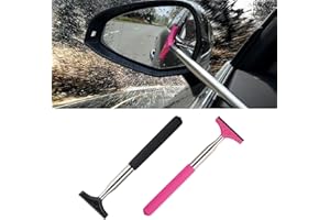 LJDJ Car Rearview Mirror Wiper 2 Pack Universal Automotive Car Accessories Telescopic Auto Mirror Squeegee Cleaner 98cm Long Handle Portable Car Cleaning Tool Mirror Glass Water Mist Cleaner