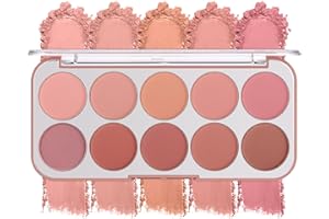 10 Color Blush Palette: Lightweight Face Powder Blusher - Smooth Long-lasting Makeup Powder For Cheeks - Buildable Color Wome