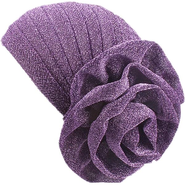 Luxury Stretchable Glitter Flower Chemo Beanie - Soft Turban For Hair Loss, Sleep, Or Fashion - View #4