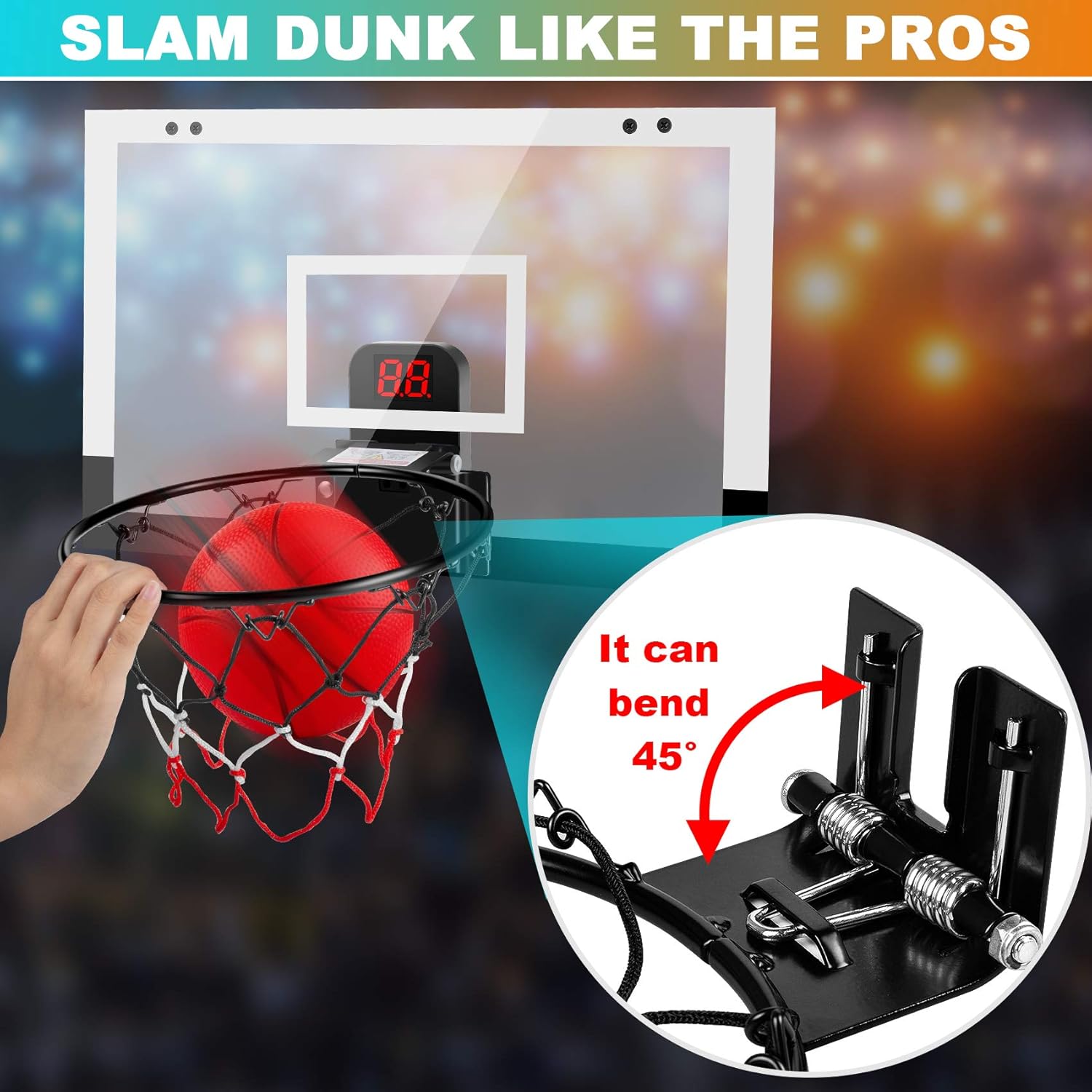 TREYWELL Indoor Mini Basketball Hoop for Kids and Adults, 17"X13" Basketball Set for Door Wall Room with 3 Balls & Electronic Scoreboard - Basketball Toy Gifts for Boys Girls Teens: Sports & Outdoors