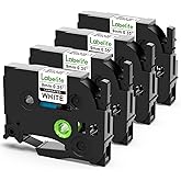 Labelife 9mm Label Tape TZe-221 Replace for Brother P Touch TZe TZ Tape 9mm 0.35 Laminated White Label Tape TZe221 Work for Brother Ptouch Label Maker PT-D210 PT-H110 PT-D220 PT-D400, 3/8 Inch, 4-Pack