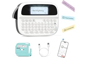 EAZEID Rechargeable Label Maker Machine with-Tape, Bluetooth Label Maker Waterproof-Labels, Portable Labeler, Labeling Machine with Backlit LCD, QWERTY Keyboard & APP Connectivity for Home Office School Use