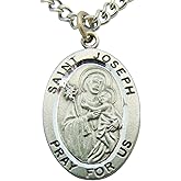 Westmon Works St Joseph Solid Pewter One Inch Saint Medal with Stainless Steel Chain