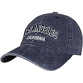 E BY ELIDAN Los Angeles California Cotton Baseball Cap Adjustable Metal Buckle Unstructured Low-Profile Hat